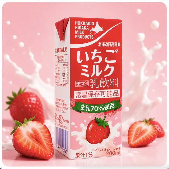 Sữa tươi vị dâu 200ml | Hokkaido Hidaka