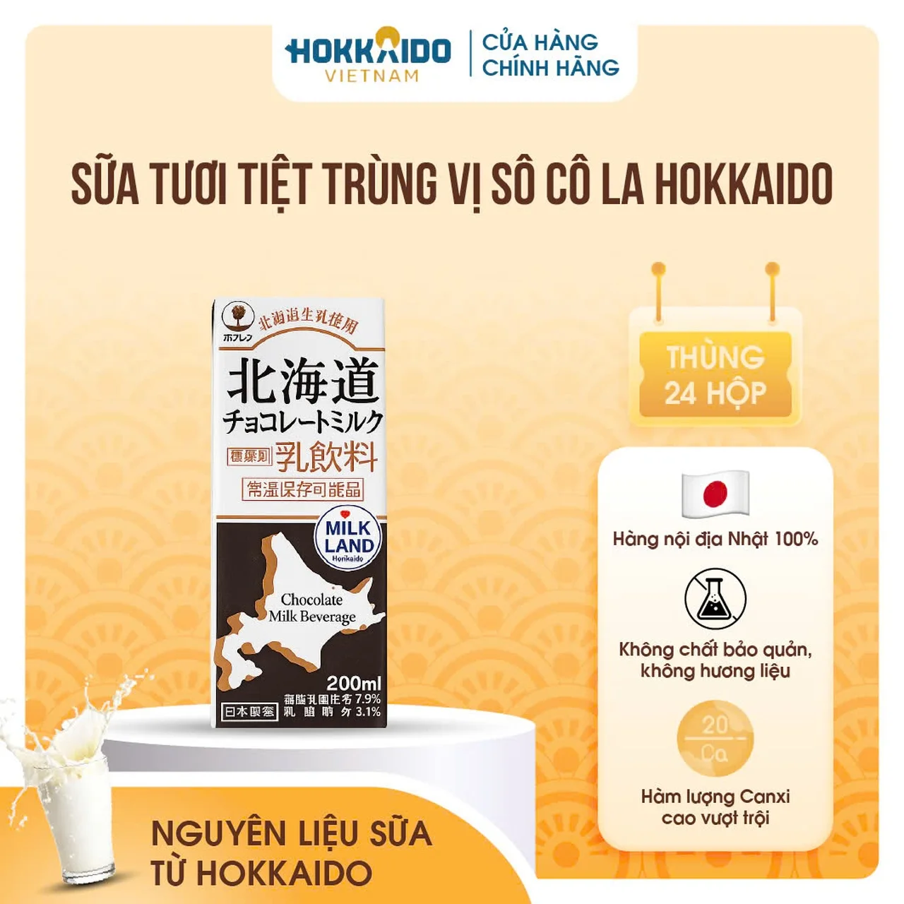Sữa tươi tiệt trùng vị socola 200ml | Hokkaido Hidaka