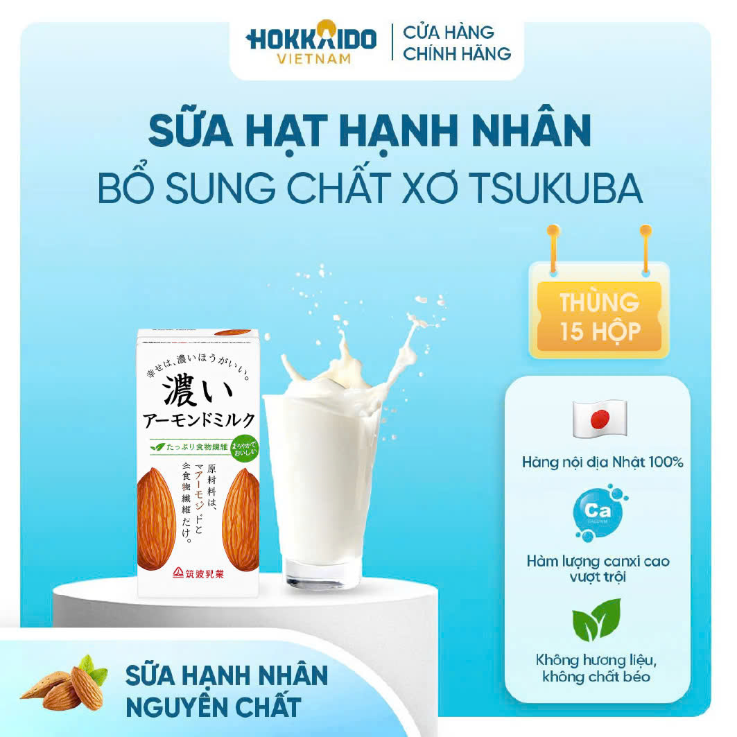 Sữa hạnh nhân nguyên chất 125ml | Bổ sung chất xơ Tsukuba